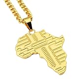 L&H Herren 18K Echtes Gold 18K Dicke Beschichtung Straße Pendant Halskette Afrika Karte Freie Kette 30'