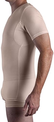 Sweatshield Sweat Proof Men's Undershirt: MicroModal V Neck T Shirt, 1-Pk, Skin Tone