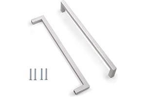 ANSIEDIO 2 Pièces Acier Inoxydable Cuisine Armoire Porte Poignées Placard Tiroir Chambre Meubles Poignee Tirer Entraxe 256MM, Argent, avec des vis