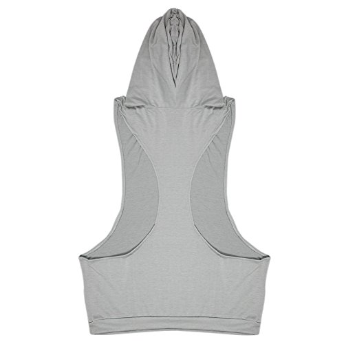 CHIC-CHIC Herren Sport T-Shirt Sweatshirt Hood West Tank Top mit Kapuze Weste Ärmellos Kapuzenshirt Fitness Gym Joggen - 3