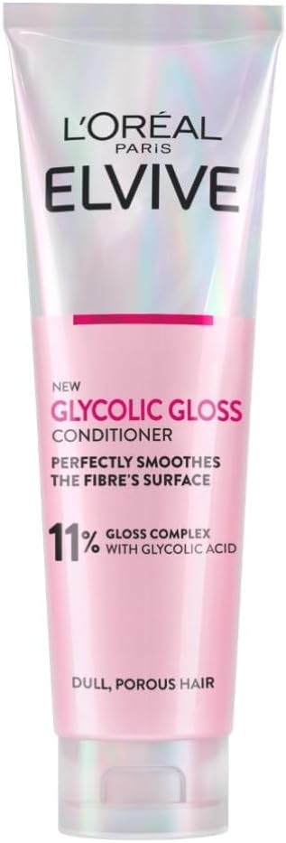 L'Oreal Paris Elvive Glycolic Gloss Conditioner, With Gloss Complex and Glycolic Acid, Fills and Seals Hair Fibres, For Long-lasting, Smooth and Shiny Hair, Ideal for Dull Hair, 150ml