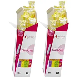 everteen Regular Applicator Tampons 2 Packs (8pcs each) for light to moderate flow - superior period-protection for active women pursuing swimming, dancing, yoga
