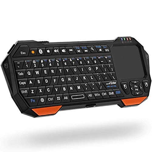 Preisvergleich Produktbild Mini Wireless Keyboard, tragbares Leichtgewicht [Controller QWERTY-Tastatur mit Hintergrundbeleuchtung] Bluetooth-Tastatur mit Touchpad für Apple IOS / Android / Windows-Smartphone, Tablet, PC, PS4, X