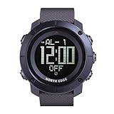 Harlls NORDKANTE Tank Männer Sportuhr Digital Armbanduhr Military Army Watch 5ATM Wasserdichte Stoppuhr Timer Für Laufen Schwimmen - Schwarz