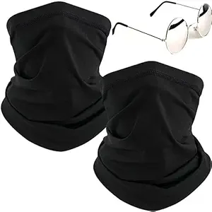 Sheomy Head & Face Cover Neck Gaiter Head & Avaitors Round Silver Sunglasses Face Mask Scarf Face Cover For Men Women Sun Protection Filter For Cycling, Running, Bacteria and Bike Riding (Pack of 3)