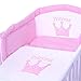 Baby Cot PRINCESS 120x60 maden of wood incl. foam mattress and 9 pieces bedding complete set
