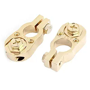 Ubersweet Imported 2 Pcs Gold Tone Brass Battery Teminals Replacement for Auto Car