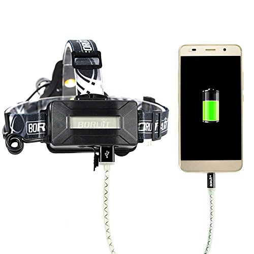 Boruit Led stirnlampe kopflampe 2016 LED-Scheinwerfer, super heller nachladbarer Hauptfackel-LED-Scheinwerfer mit 4 Modi, XM-L2 + 2XP-E LED wasserdichte Zoomable Kopf-Fackelampe für das Wandern des kampierenden kletternden das Radfahren-Fischensicherheits-Lichtes - 8