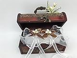 Cofre cojin anillos boda original lazos marron trazo flor