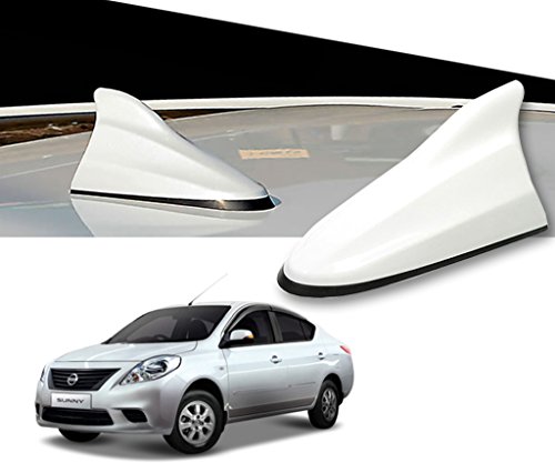 Auto Pearl Shark Fin Antenna Universal Replacement Car Antenna Roof Aerial ABS Material Waterproof Rubber Ring AM FM Radio Signal Compatiable with - Sunny - (Color White)