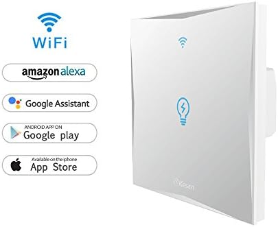 Wifi Smart Switch,LADUO In-wall Tempered Glass Touch-Screen Light Switch,Works With Amazon Alexa And Google Home,Control Your Fixtures From Anywhere,Timing Function,Overload Protection,No Hub Required (Switch-1 Gang)