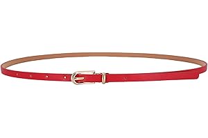 LECTNORE Women Skinny Leather Belt for Dresses Thin Waist Belt with Metal Buckle for Jeans Dress Pants
