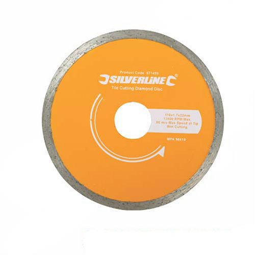 Silverline 918528 Diamant-Fliesentrennscheibe 200 x 25,4 mm, geschlossener Rand
