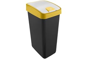 keeeper Premium Abfallbehälter mit Flip-Deckel, Soft Touch, 45 l, Magne, Gelb