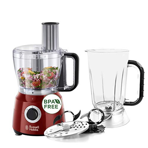 Russell Hobbs 24730-56 Robot Cuisine Multifonction Desire, Hâche, Mixe, Tranche, Râpe, Lames Pétrin, Batteur, Compatible Lave-Vaisselle, 7 Accessoires