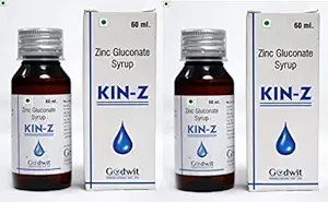 Kin - z Zinc Gluconate Syrup for Immunity Booster, Antioxidant, Zinc Supplements for kids multivitamin for kids oral drop Pack of 2 x 60 ml