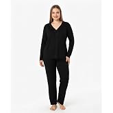 Kadın B&uuml;y&uuml;k Beden Desenli Uzun Kollu Bambu Pijama Takımı