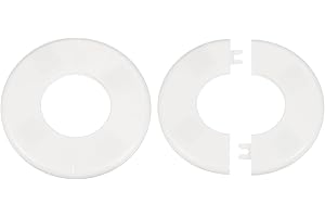 sourcing map 2pcs Wall Split Flange 51mm/2" Self-Adhesive Plumbing Cover Plates ABS Plastic Round Escutcheon Plate Buckle Design for Water Pipe Bathroom Kitchen Decoration, White