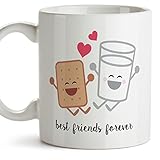 taza para cafe 350 ml Color: blanco MUGFFINS BFF Mug - Milk & Biscuit (Leche y Galleta) los Mejores Amigos - Taza de café para el Desayuno - Cerámica 350 ml / 11 oz