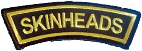 Skinheads Sew On Arm Patch Black/Gold 10.5cm x 4cm
