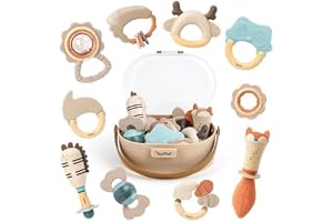 Babyskallra 0–6 månader bitring Montessori leksak sensorisk tandhjälp babyleksak 6 månader (10 st)