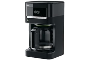 BRAUN HOUSEHOLD Braun PurAroma 7 ekspres do kawy KF 7020 – przelewowy ekspres do kawy ze szklanym dzbankiem i funkcją timera, zaparzacz do kawy zapewniający wyjątkowy aromat, z wyświetlaczem LCD, 1000 W, czarny