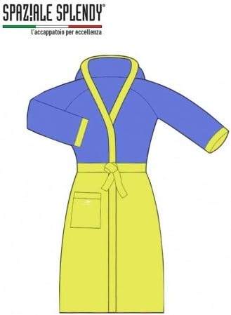 Microfibre Bathrobe Spaziale Splendy texwinner Size XS (38 – 40) Misura XS (38-40) Indico/Lime