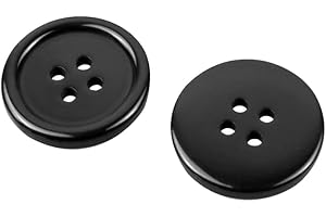 BBLY 20Pcs Resin Buttons Black Round Button 25mm 4Hole (Black-25mm-20Pack)
