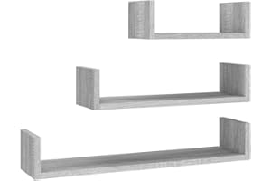 vidaXL 3X Estantes de Pared Balda Libros Casa Salón Sala de Estar Estudio Decoración Adorno Exhibición Madera Contrachapada Gris Sonoma