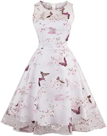 VKStar® Vintage 1950's Floral Spring Garden Party Picnic Retro Swing Cocktail Dress for Women Pink XXL