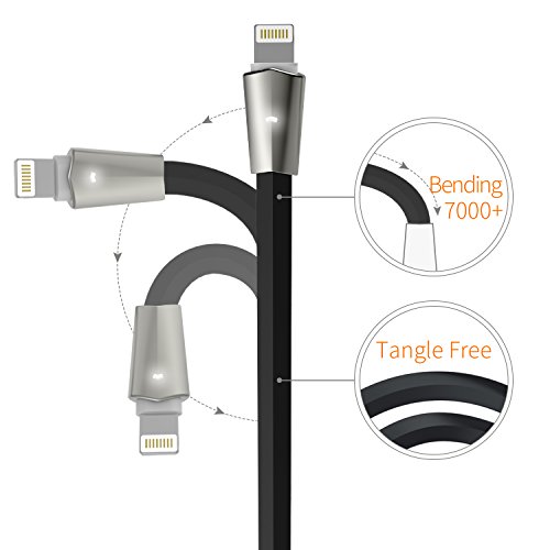 Lightning-Kabel, Aimus 6FT/1.8M PET verwicklungssicheres Kabel aus Zinklegierung 8 poliges Lightning-auf-USB-Kabel mit LED Licht Datensynchronisation & Schnellladekabel für iPhone 6/6 s/6 Plus/6 s Plus, iPhone 5/5 s/5 C/SE, iPad Mini 2 3 4 Air iPod und mehrere andere Geräte - 6