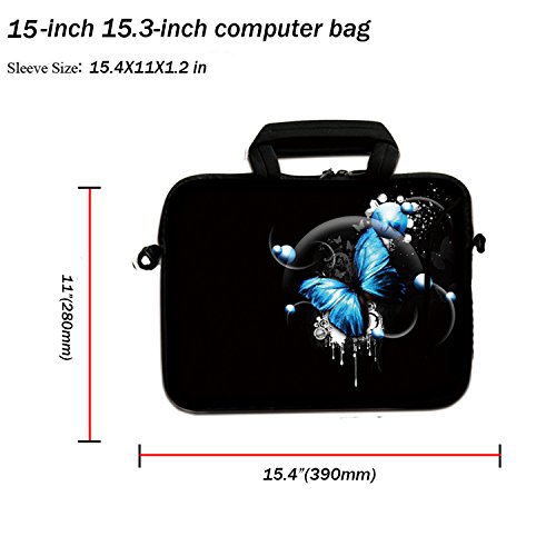 DCCN 15 Zoll / 15,6 Zoll Laptoptasche Neopren Notebooktasche mit Zubehörfach und Schultergurt - 2