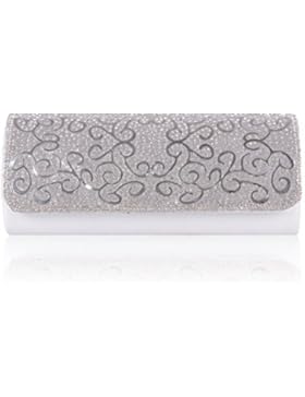 Damara® Damen Lang Kristall Glitzernd Strass Clutch Abendtasche