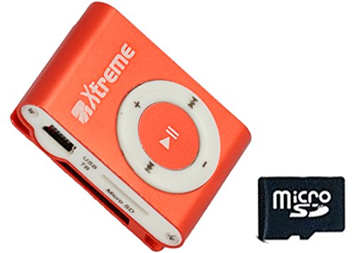 Xtreme 27632R - Lettore File Audio con Auricolari, Cavo Mini USB e Memory 4 GB, Arancione