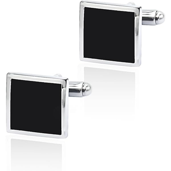 Gemelli Da Camicia Uomo - Set 4 Coppie In Argento Con Design A Righe Nere Per Matrimoni E Eventi - Foto 4