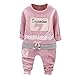 Produktbild Rosennie 2PC Junge Mädchen Outfits Niedlich Sweatshirt Tops Rundhals Lange Ärmel Und Haremshose Familie Kleider Warm Herbst Winter Babykleidung Anzüge (12 Monate Alt, Rosa)