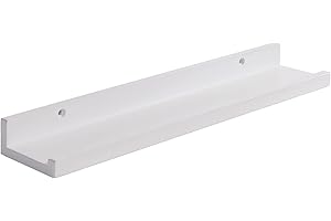 IBUYKE Pływająca półka ścienna z litego drewna dębowego, kreatywne półki w kształcie litery U do salonu, biura, sypialni, łazienki, kuchni, biały RF-GB544W