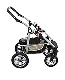 Clamaro „CORAL 2017“ Kinderwagen 3 in 1 Kombi System (24 Farben wählbar) mit Babywanne, Sport Buggy und Auto Babyschale Aufsatz (ISOFIX), Alu-Stahl Gestell mit Luftreifen und einstellbarer Fahwerk Federung, vorne mit 360° Schwenkrädern und hinten mit EASY-STOP Bremse - 9