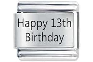 Daisy Charm Happy Birthday Number Etched Italian charm - compatible with 9mm Italian charm bracelets