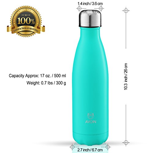 AVOIN colorlife Trinkflasche, Isolierte, Doppelwandige Edelstahlwasserflasche – 24 Stunden Warm & 12 Stunden Kalt – 500ml – BPA Frei - 2