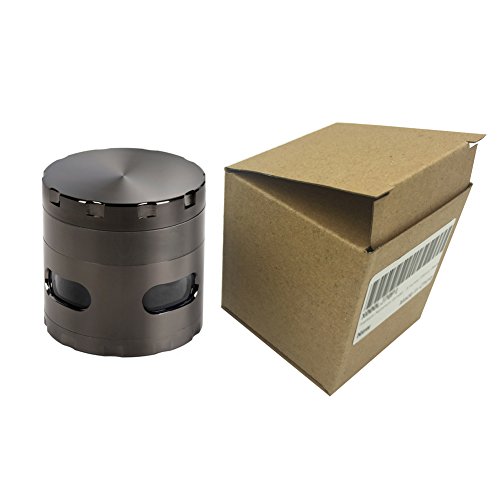 Wartoon Neue Design Premium Krautmühle mit Siebgrinder Haltbare Zamak-Legierung Tabak Grinder Crusher Gewürz-Schleifer Ø55mm 4 Stück (Gunmetal) - 8