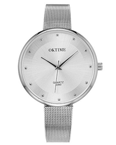 JSDDE Elegante Damen Armbanduhr Quarz Wasserdicht Schöne Zeitloses Design Uhr Mesh Metallarmband Quarzuhr,Silber JSDDE Elegante Damen Armbanduhr Quarz Wasserdicht Schöne Zeitloses Design Uhr Mesh Metallarmband Quarzuhr,Silber