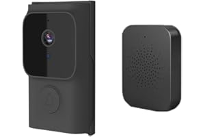 RANRAO Videocitofono intelligente per porta, wireless, WiFi, con campanello per controllo per Tuya, comunicazione bidirezionale ad alta definizione (nero)