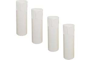 ‎CHRISTOPH PALME LEUCHTEN 4x Kunststoffhülse Kerzenhülse L. 85mm Weiß mit Tropfenbildung für E14 Kerzenfassungen ø 24mm Kronleuchter Lüster
