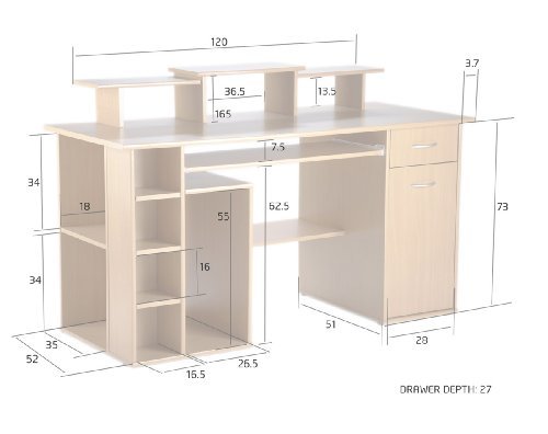 Alphason San Diego Workstation - Beech Effect