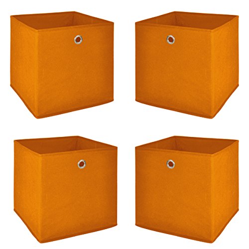 Möbel Akut Faltbox 4er Set in orange, Aufbewahrungsbox für Raumteiler oder Regale - 2