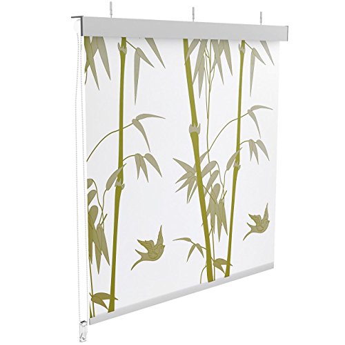 Homelux Duschrollo Duschvorhang Bad Deckenbefestigung Halbkassette 140 x 200 cm Bambus - 2