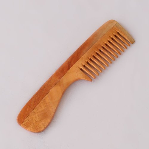 HealthAndYoga(TM) Handcrafted Neem Wood Comb - Anti Dandruff, Non-Static and Eco-friendly- Great for Scalp and Hair health -7" Wide toothed with Handle