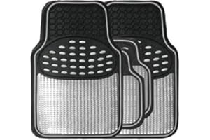 STREETWIZE ACCESSORIES Streetwize SWUXM6 Revelation Mat Set Metallic Anti-Slip Car Mats - Heavy Duty, All Weather - Car Interior Accessory (Silver)