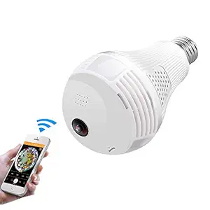 YUVILEX 360 Angle with Remote Detection/Night Vision WiFi Wireless 2MP 1080P Security Spy Bulb Camera for Home, Office Hidden with HD Audio Video Recording (White)